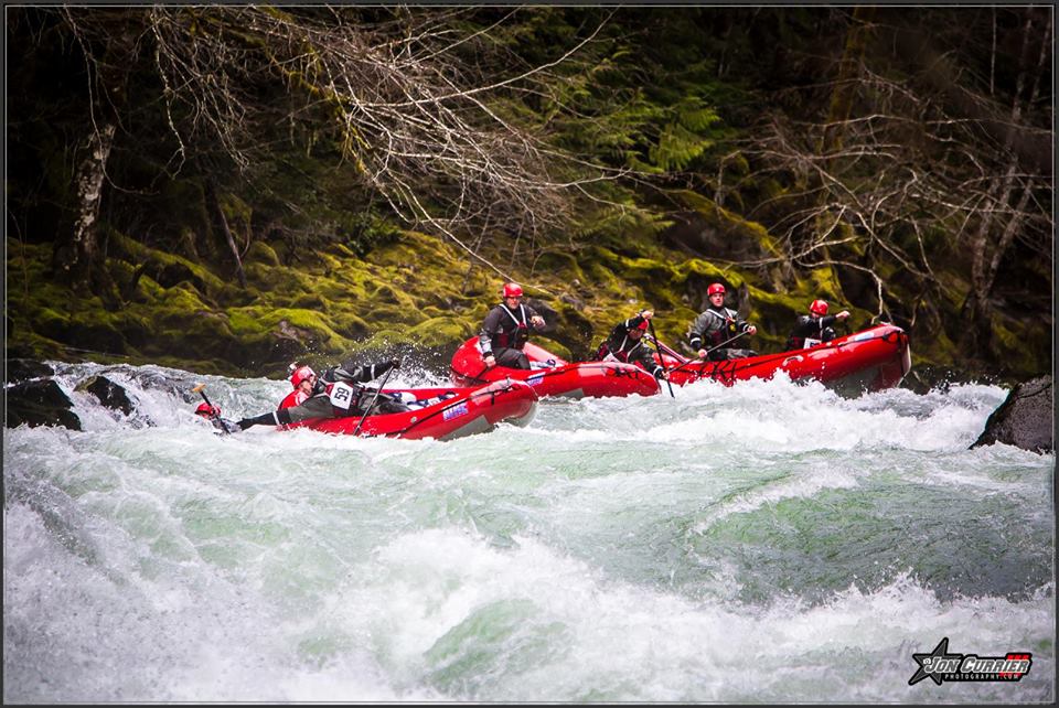 Group of People Doing River Rafting